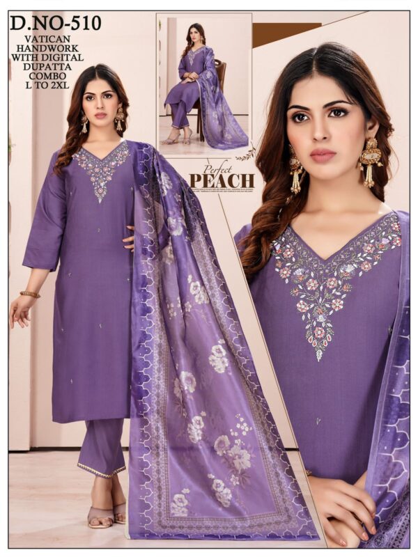 KURTI Vatican Handwork With Digital Dupatta Combo